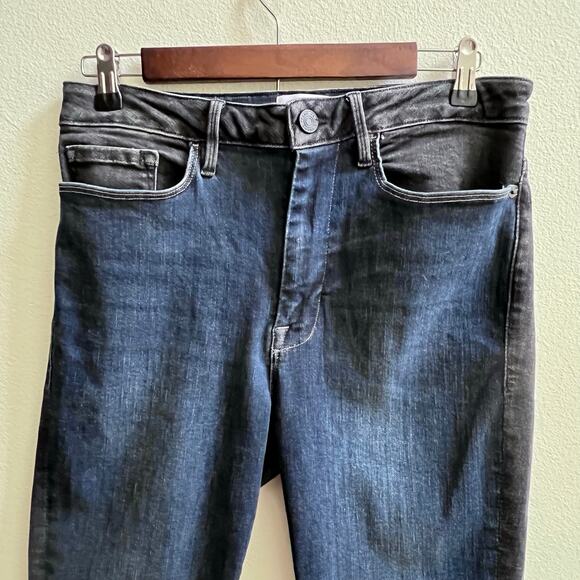 FRAME Le One Skinny Teller Jean in Two Tone Wash Blue Dark Gray Denim Size 2 - Picture 4 of 9